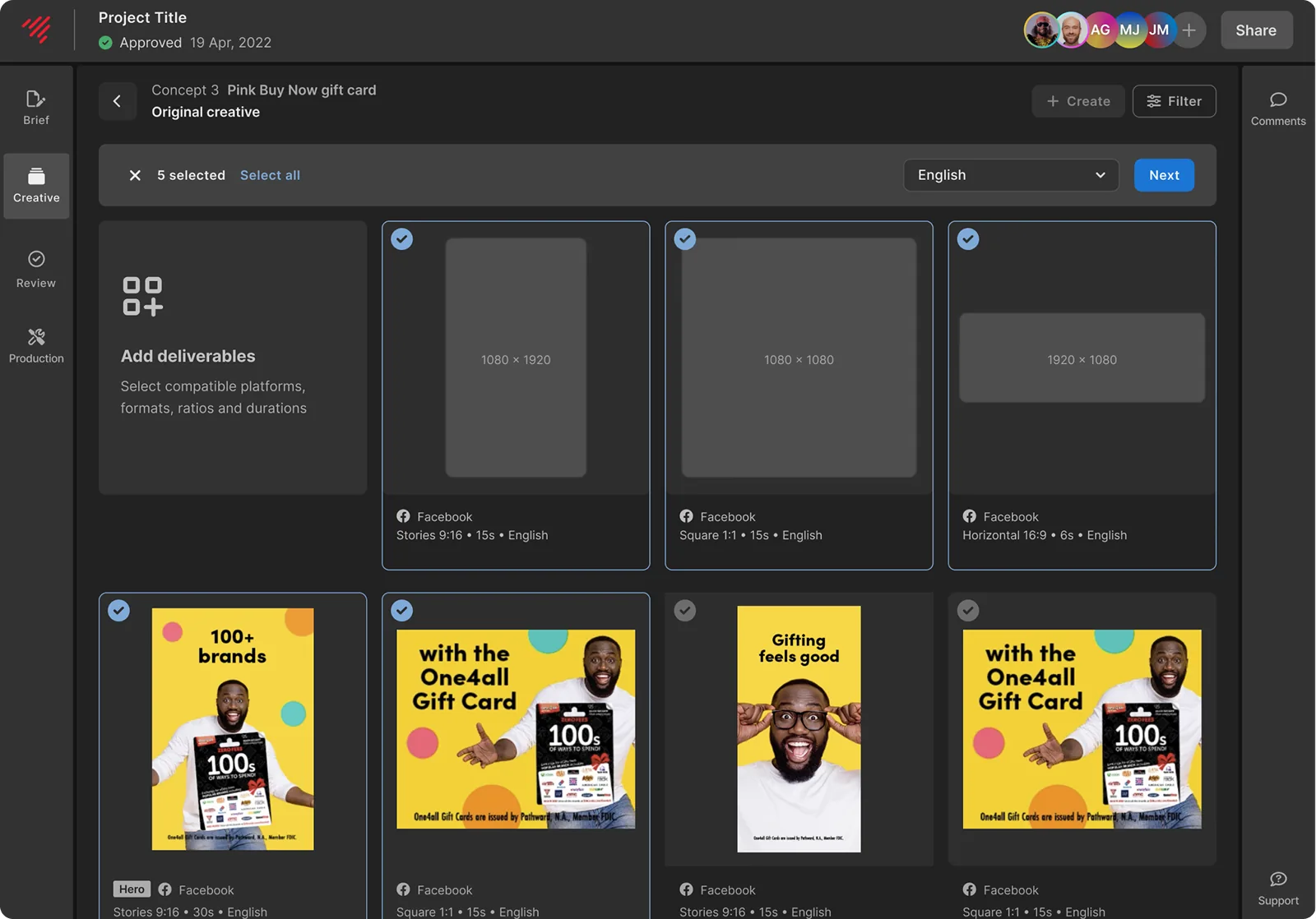 The updated interface allowing a user to create a variation and scale into new formats in a single pass.
